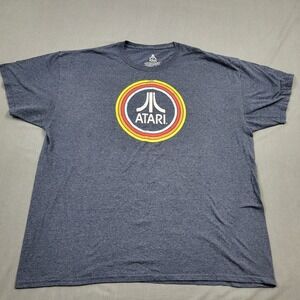Atari Graphic T-Shirt Mens 2X Heather Navy Blue Retro Video Game Ripple Junction